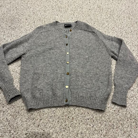 Preswick & Moore 100% Wool Cardigan Sweater Sz L Casual Preppy Quiet Luxury - Picture 1 of 6